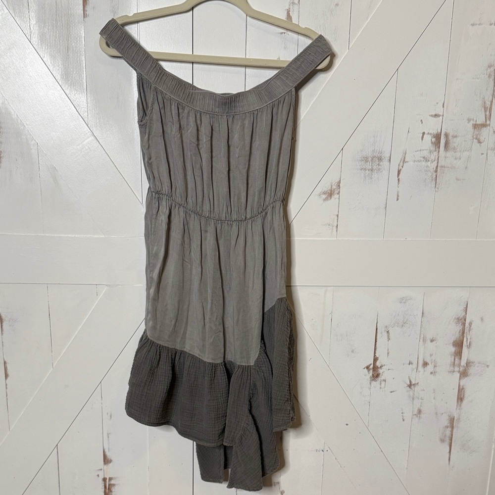 Anthropologie Amadi Asymmetrical Off Shoulder Gray Dress